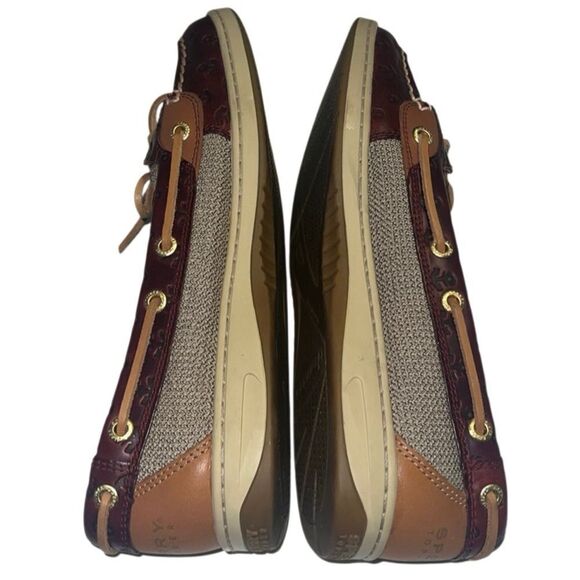 Sperry Burgandy Angelfish Leather Anchor Embossed Top Sider Boat Shoe Size 9.5 - Picture 6 of 10